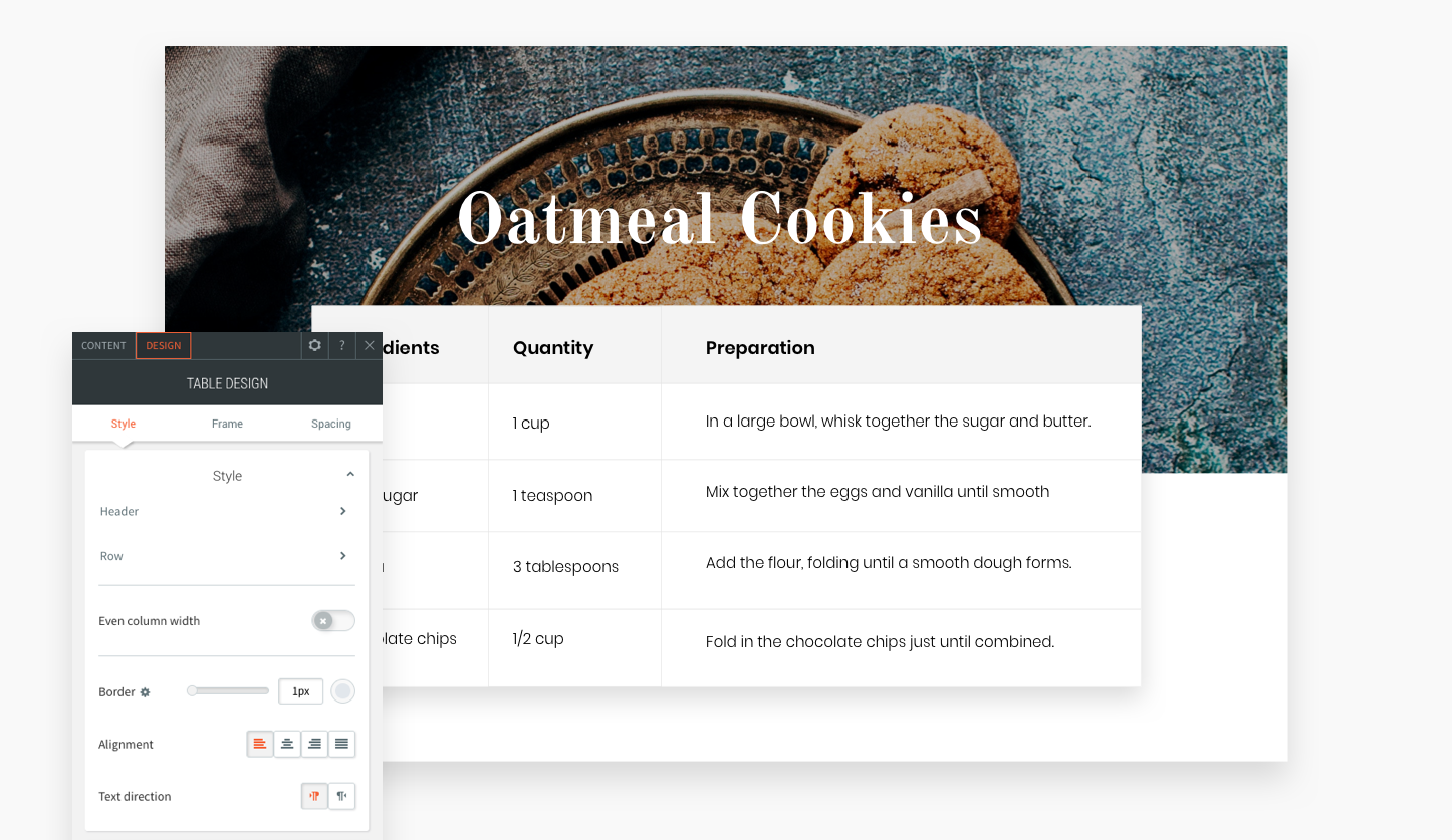 Widgets: Table – Website Help